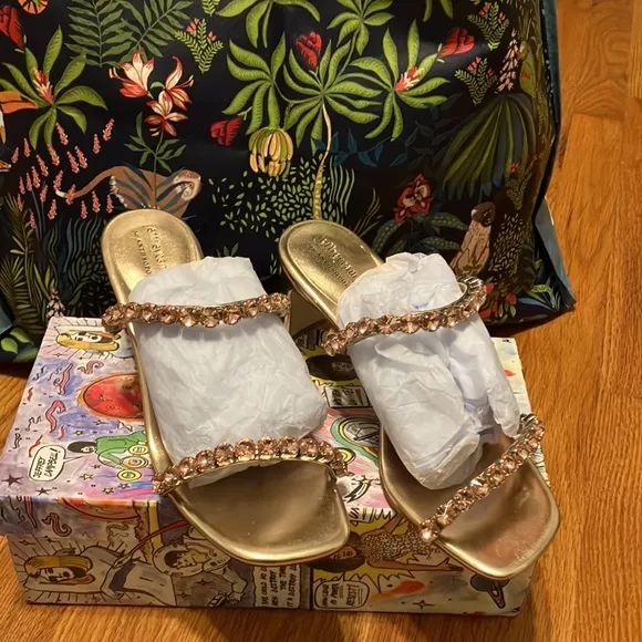 Jeffrey Campbell rose gold stone sandals