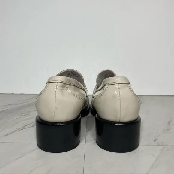 Jeffrey Campbell Sorbonne Ivory Patent Leather Heeled Penny Loafer 6