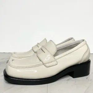 Jeffrey Campbell Sorbonne Ivory Patent Leather Heeled Penny Loafer 6