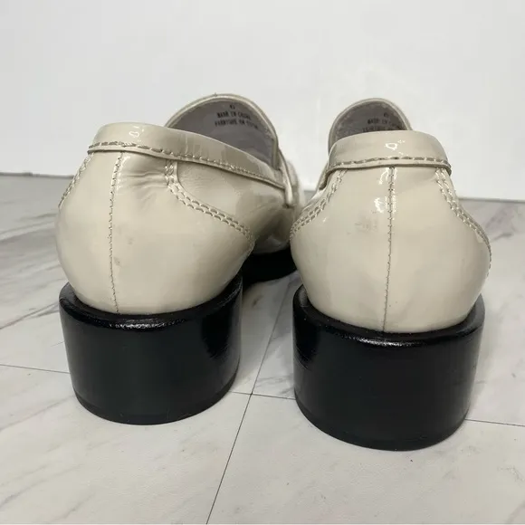 Jeffrey Campbell Sorbonne Ivory Patent Leather Heeled Penny Loafer 6