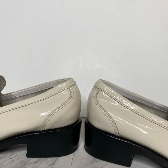 Jeffrey Campbell Sorbonne Ivory Patent Leather Heeled Penny Loafer 6