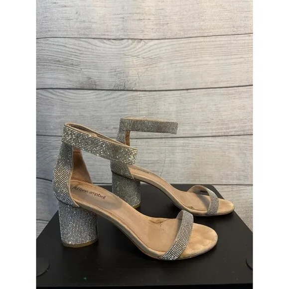 Jeffrey Campbell Sparkly Laura Ankle Strap Sandal Size 9