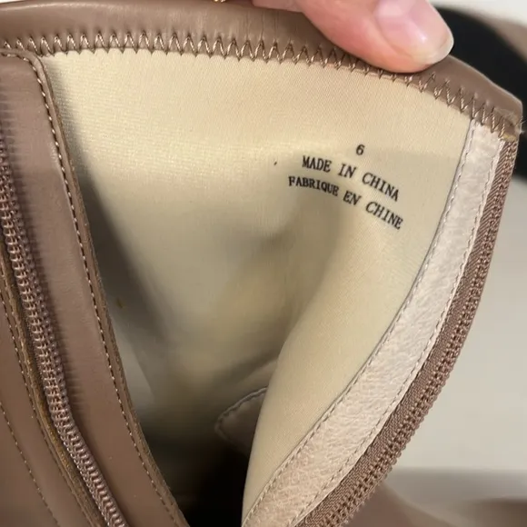Jeffrey Campbell sz6 tan boots synth platform boot chunky taupe as is