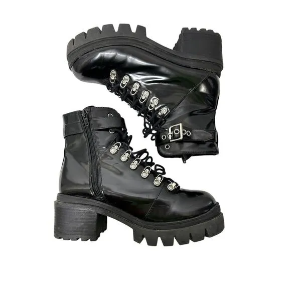 Jeffrey Campbell Womens Czech Combat Boots 9.5 Platform Chunky Grunge Lug Sole