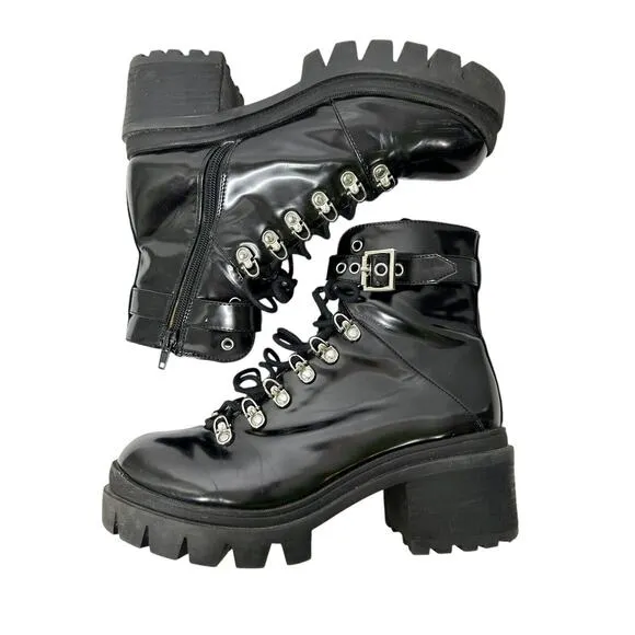 Jeffrey Campbell Womens Czech Combat Boots 9.5 Platform Chunky Grunge Lug Sole