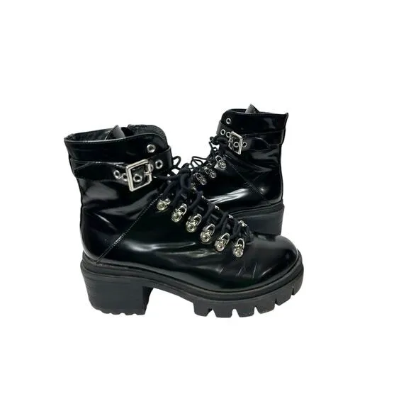 Jeffrey Campbell Womens Czech Combat Boots 9.5 Platform Chunky Grunge Lug Sole