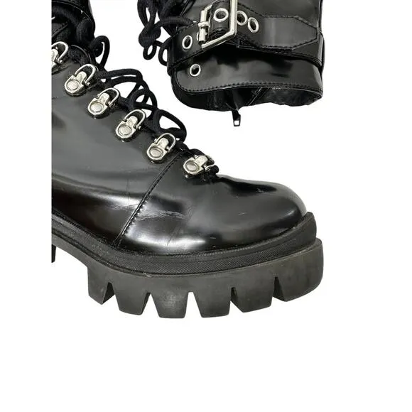 Jeffrey Campbell Womens Czech Combat Boots 9.5 Platform Chunky Grunge Lug Sole