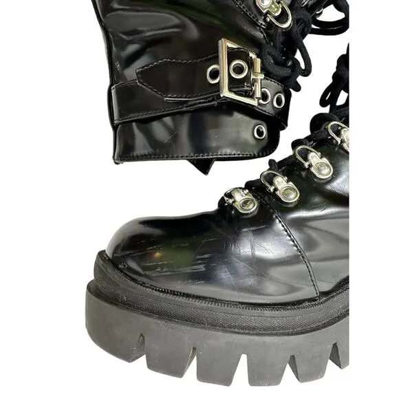 Jeffrey Campbell Womens Czech Combat Boots 9.5 Platform Chunky Grunge Lug Sole