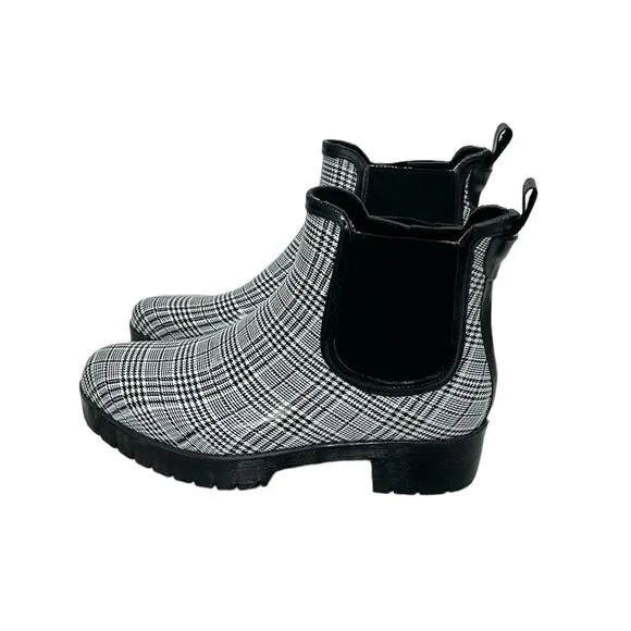 JEFFREY CAMPBELL Platform Lug Houndstooth Chelsea Chunky Heel Boots