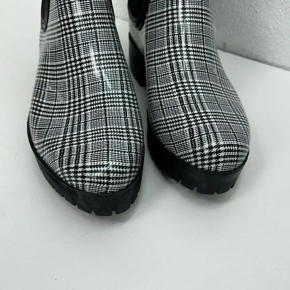 JEFFREY CAMPBELL Platform Lug Houndstooth Chelsea Chunky Heel Boots