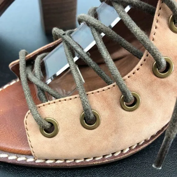 Jeffrey Campbell x Free People Minimal Taupe Lace Up Peep Toe Heeled Sandals