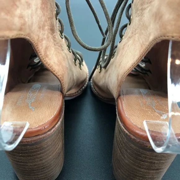 Jeffrey Campbell x Free People Minimal Taupe Lace Up Peep Toe Heeled Sandals
