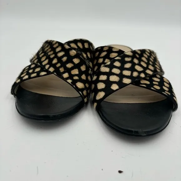 Jenni Kayne Women’s 37 Ponyhair Polka Dot Crossover Slide Sandals