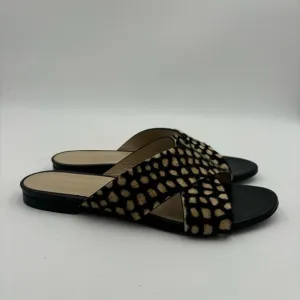 Jenni Kayne Women’s 37 Ponyhair Polka Dot Crossover Slide Sandals