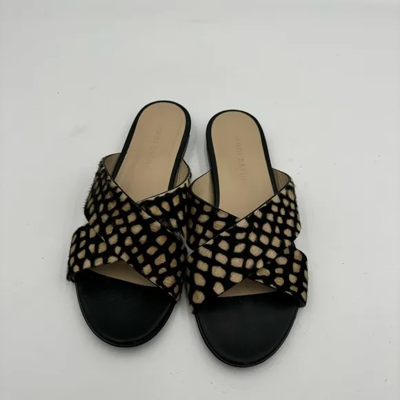 Jenni Kayne Women’s 37 Ponyhair Polka Dot Crossover Slide Sandals