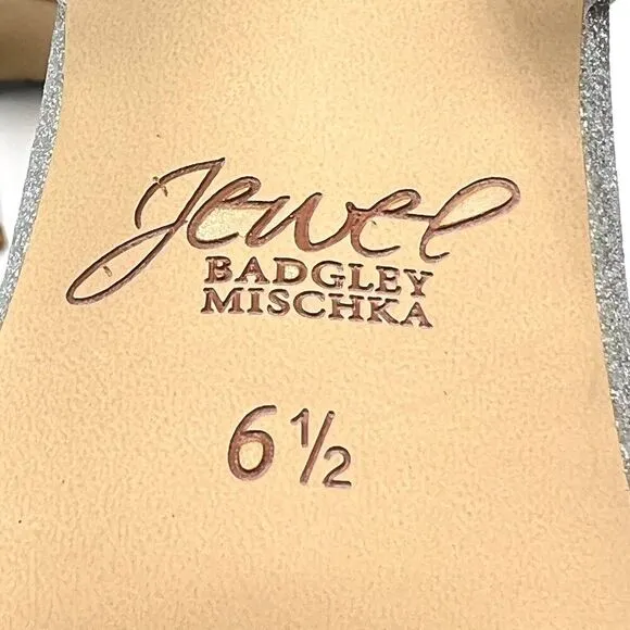 Jewel Badgley Mischka Womens Size 6.5 Ojai Silver Dress Sandals Heels Shoes