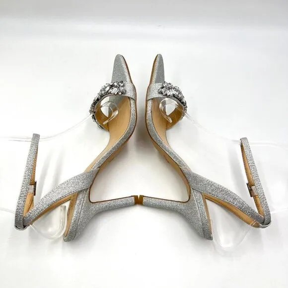 Jewel Badgley Mischka Womens Size 6.5 Ojai Silver Dress Sandals Heels Shoes