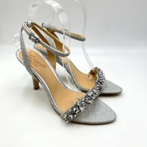 Jewel Badgley Mischka Womens Size 6.5 Ojai Silver Dress Sandals Heels Shoes