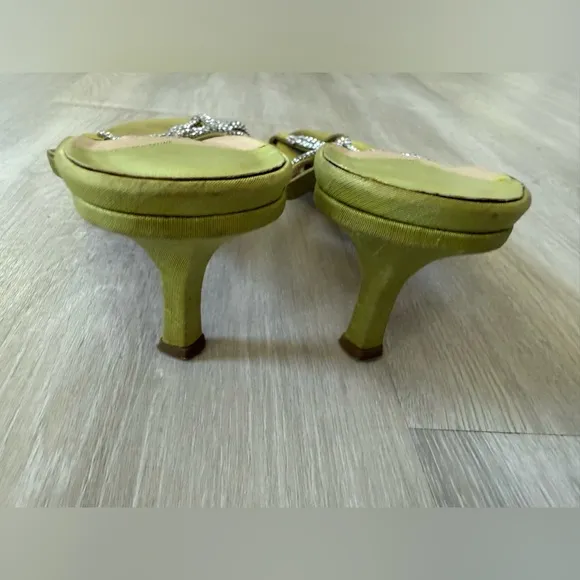 Jimmy Choo Green Crystal Embellished Women's Sandals Sz 7 37.5