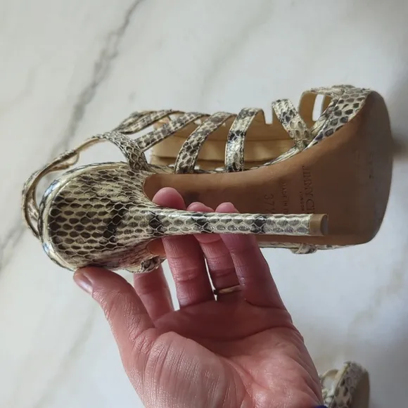 Jimmy Choo Snakeskin Animal Print Sandals Size 7.5