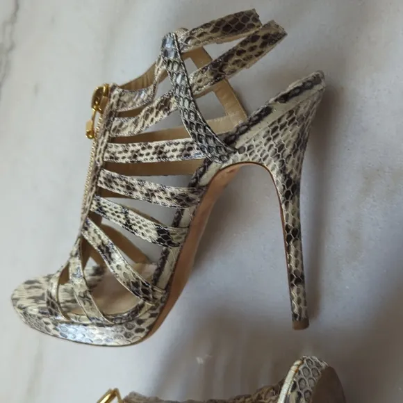 Jimmy Choo Snakeskin Animal Print Sandals Size 7.5