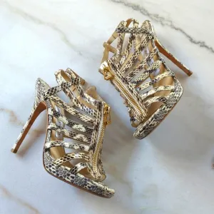 Jimmy Choo Snakeskin Animal Print Sandals Size 7.5