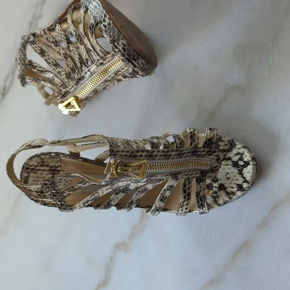 Jimmy Choo Snakeskin Animal Print Sandals Size 7.5