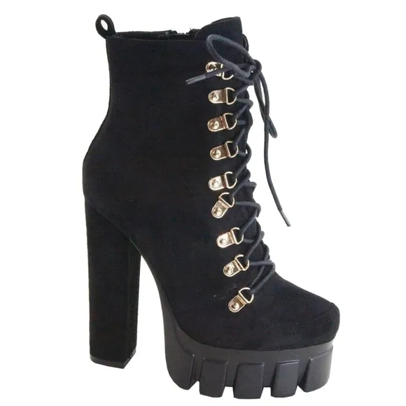 JMoon are Back Black Vegan Suede Boots