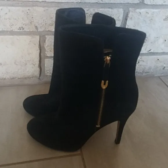Joan and David black mid calf boots heels size 8