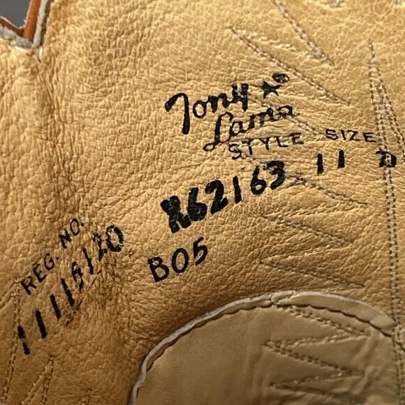 (John Travolta) Tony Lama Two-Tone Western Boots Mens 11 Lizard Wingtip Mid Calf