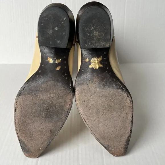 (John Travolta) Tony Lama Two-Tone Western Boots Mens 11 Lizard Wingtip Mid Calf