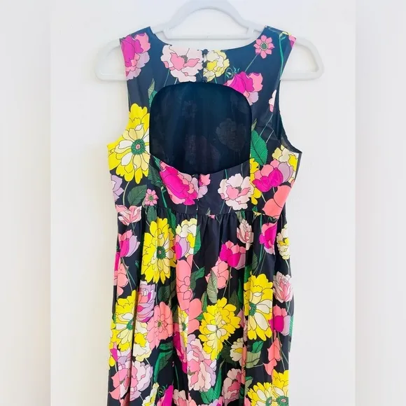 Johnny Was Black floral pink yellow Cassai Open back sleeveless maxi dress S NWT