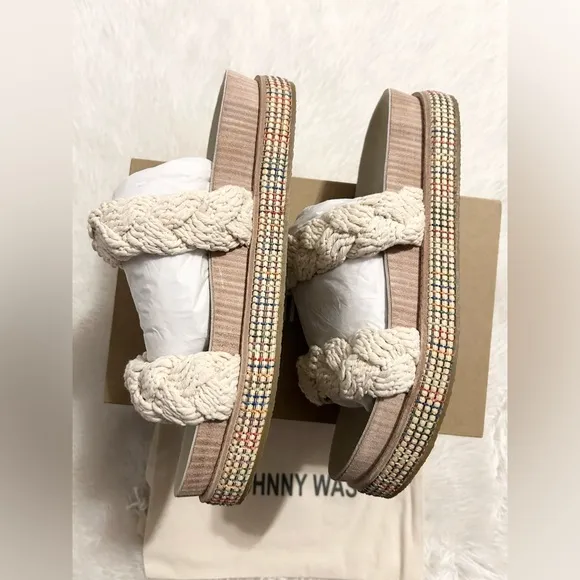 Johnny Was Braided Rope Platform Sandals