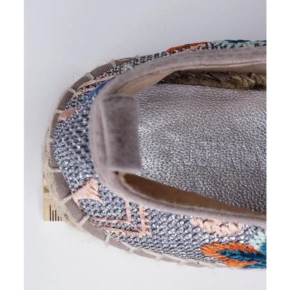 JOHNNY WAS ELYSIA Floral Espadrilles Size 37 Heavily Embroidered Shoes VGUC