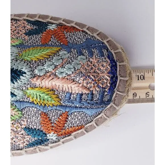 JOHNNY WAS ELYSIA Floral Espadrilles Size 37 Heavily Embroidered Shoes VGUC