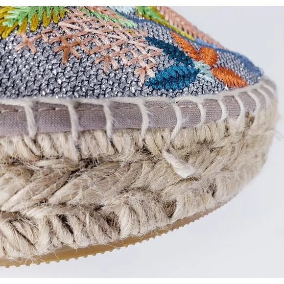 JOHNNY WAS ELYSIA Floral Espadrilles Size 37 Heavily Embroidered Shoes VGUC