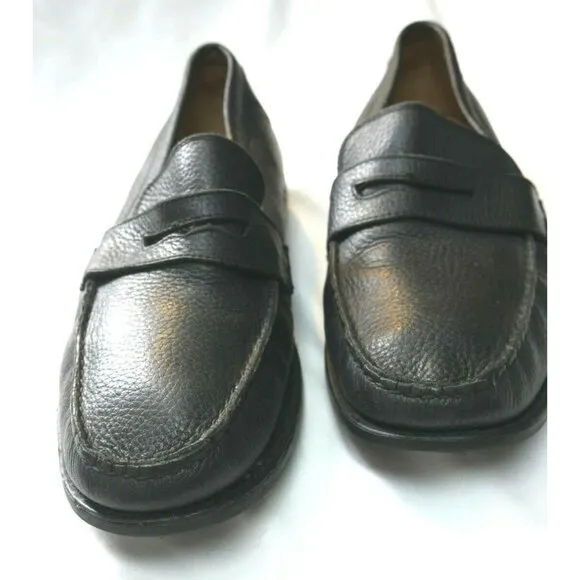 Johnston &amp; Murphy Black Leather Slip On Sheepskin Penny Loafers Mens Size 10