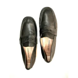Johnston &amp; Murphy Black Leather Slip On Sheepskin Penny Loafers Mens Size 10