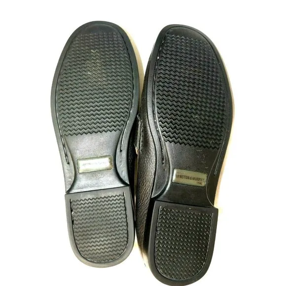 Johnston &amp; Murphy Black Leather Slip On Sheepskin Penny Loafers Mens Size 10
