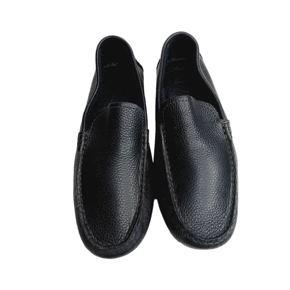 Johnston &amp; Murphy Driving Moccasin Loafers 8.5 M Soft Black Pebbled Leather NEW