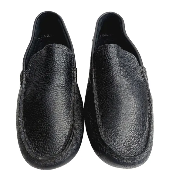 Johnston &amp; Murphy Driving Moccasin Loafers 8.5 M Soft Black Pebbled Leather NEW