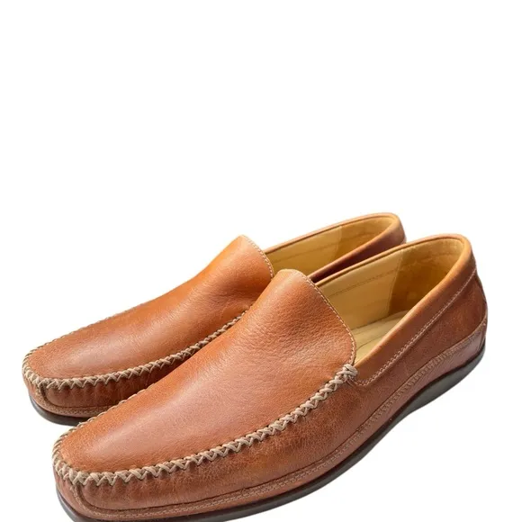 Johnston &amp; Murphy Driving Moccasin Loafers Shoe Sz 8 Brown Sheepskin Leather NEW