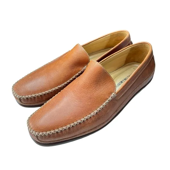 Johnston &amp; Murphy Driving Moccasin Loafers Shoe Sz 8 Brown Sheepskin Leather NEW
