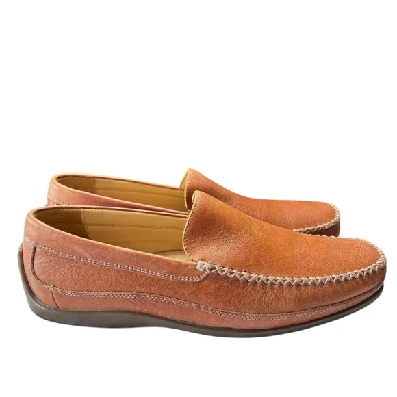 Johnston &amp; Murphy Driving Moccasin Loafers Shoe Sz 8 Brown Sheepskin Leather NEW