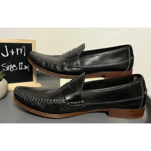 Johnston &amp; Murphy Men's Black Leather Penny Loafers Sheepskin Size 12 M -M03