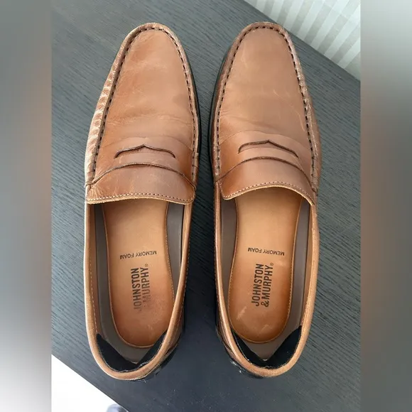 Johnston &amp; Murphy Nichols Penny Tan Full Grain Men’s Leather Loafers. Size 8.5