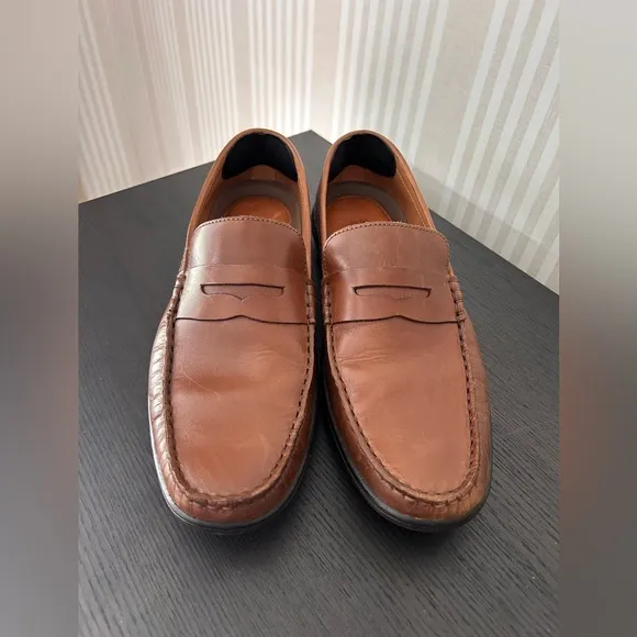 Johnston &amp; Murphy Nichols Penny Tan Full Grain Men’s Leather Loafers. Size 8.5