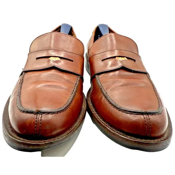 Johnston &amp; Murphy Penny Loafer Men's 10.5  Cognac Brown Italian Leather Preppy