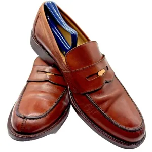 Johnston &amp; Murphy Penny Loafer Men's 10.5  Cognac Brown Italian Leather Preppy
