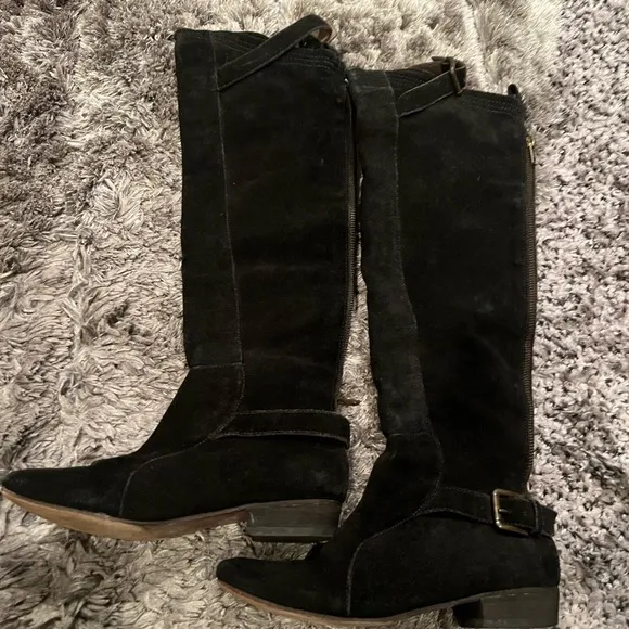 Joie Women’s Knee High Suede Chunky Heels Riding Boots